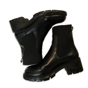 Track Sole Black Sock Boots